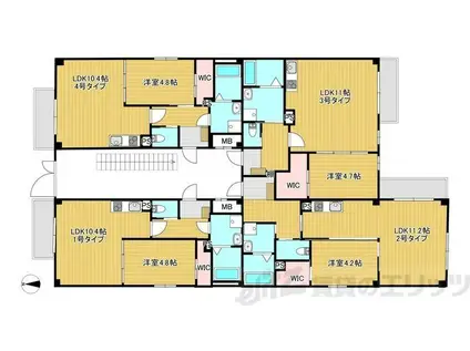 URBAN COURT 茨木春日(1LDK/3階)の間取り写真