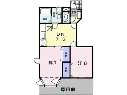 クレストールたんぽぽB(2DK/1階)の間取り写真