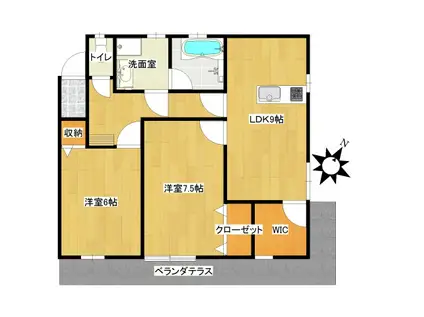 北川アパート(2LDK/1階)の間取り写真
