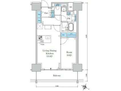 ロイヤルパークスER万代(1LDK/16階)の間取り写真