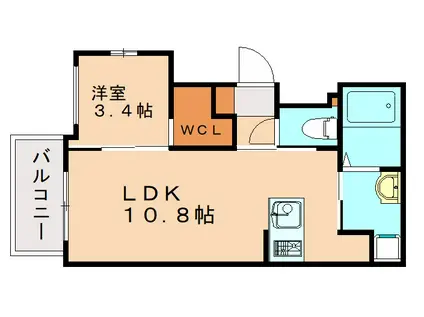 ウェリス東浜(1LDK/1階)の間取り写真