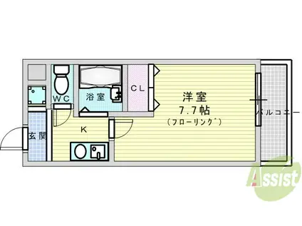 MESSAGE関大前(1K/1階)の間取り写真