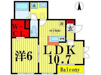 シャロン K(1LDK/1階)の間取り写真