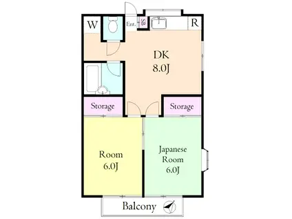 イーストパーク(2DK/1階)の間取り写真