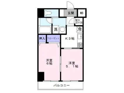 ザ・ウエストスクエア(2K/11階)の間取り写真