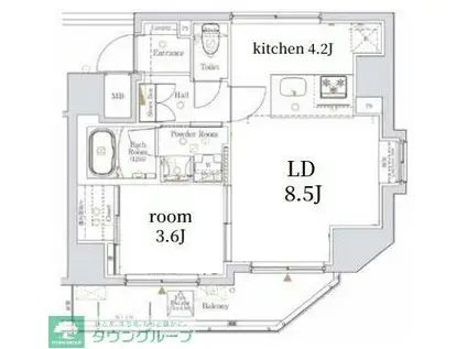 LOG本所吾妻橋(1LDK/4階)の間取り写真