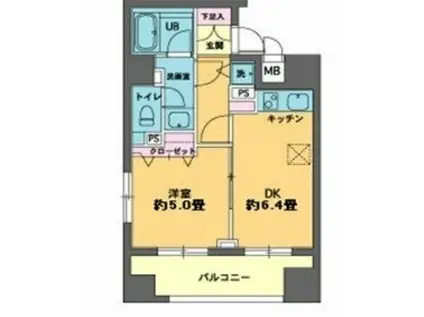 カスタリア新富町III(1DK/2階)の間取り写真
