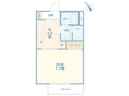 TRUSTIA弐番館(1K/1階)の間取り写真