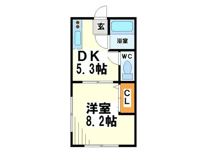 コーポグリーンロー(1LDK/2階)の間取り写真