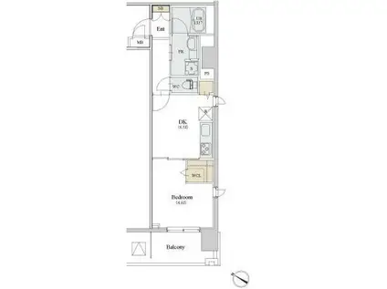 カスタリア人形町III(1DK/5階)の間取り写真