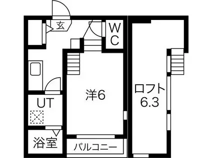エクセラン白鳥(1K/1階)の間取り写真