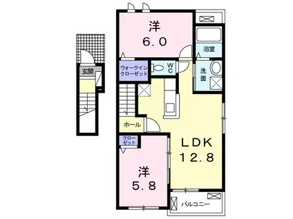 リベラメンテ I(2LDK/2階)の間取り写真