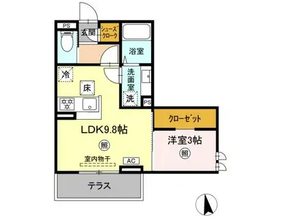 トリシア横町ノース(1LDK/1階)の間取り写真