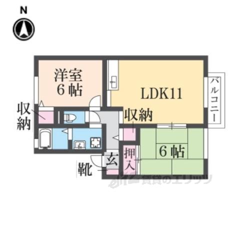 セジュール壱番館K(2LDK/2階)の間取り写真