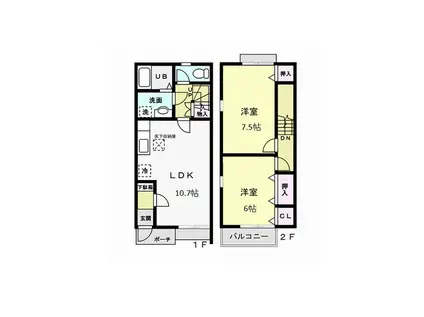 サニーヒル(2LDK/1階)の間取り写真
