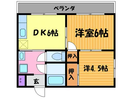 レゾンシゲ(2DK/2階)の間取り写真