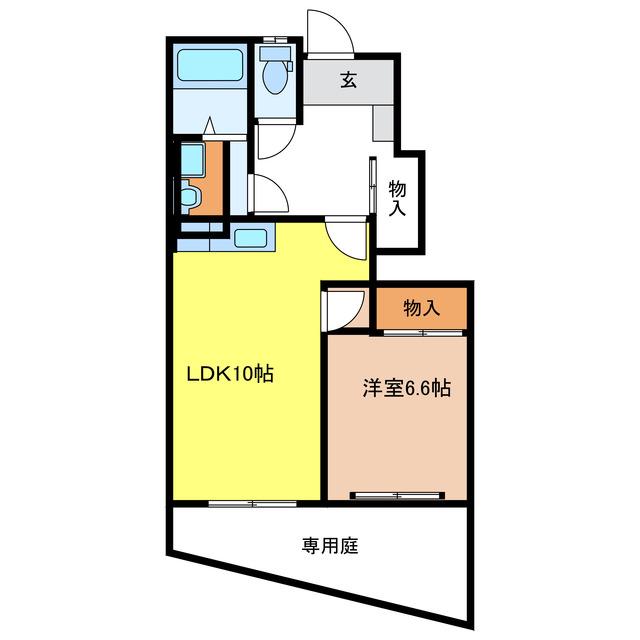 ヒルクレスタ(1LDK/1階)の間取り写真