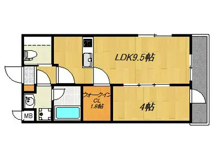 SANTA CRUZ東谷山(1LDK/4階)の間取り写真
