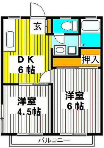 フローラル中尾(2DK/2階)の間取り写真