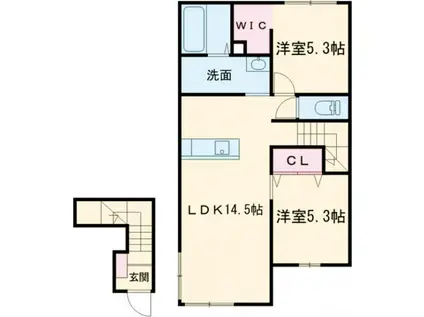 MONOQLOI(1LDK/2階)の間取り写真