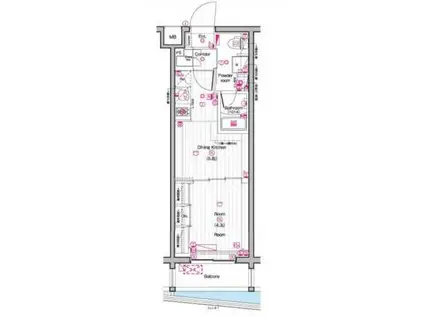THE PREMIUM CUBE G 東中野(1DK/2階)の間取り写真