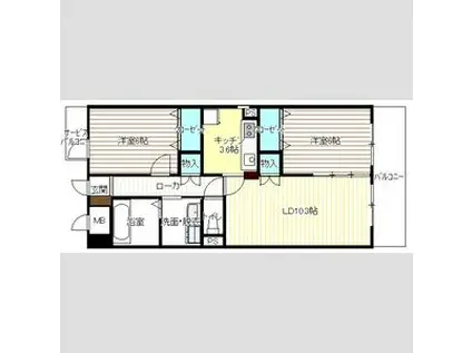 プランドール藤久(2LDK/1階)の間取り写真