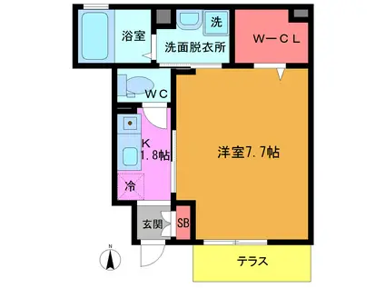 レーヴシャルマン(1K/1階)の間取り写真