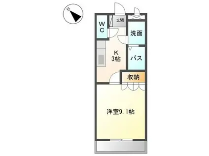 アーバン平針(1K/1階)の間取り写真