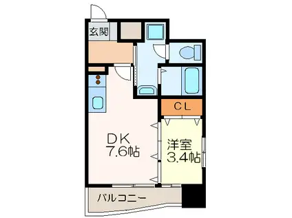 レクオス朋(1DK/3階)の間取り写真
