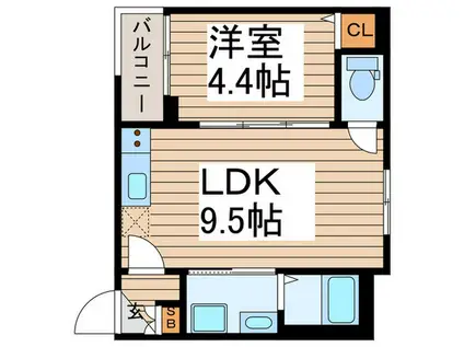 ソレイユ柵下(1LDK/1階)の間取り写真