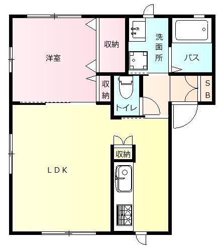 リーベンハイツSUWA C(1LDK/2階)の間取り写真
