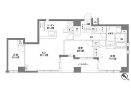 カスタリア人形町II(3LDK/9階)の間取り写真