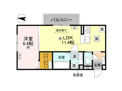 D-REGALO日光N(1LDK/1階)の間取り写真