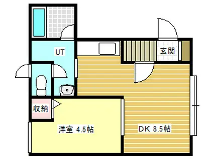 システ・エンデレPARTI(1DK/2階)の間取り写真