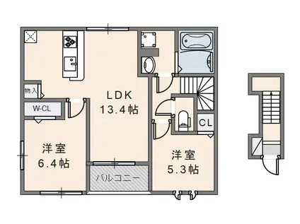 ハルノテラス(2LDK/2階)の間取り写真
