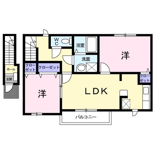 カーム・リリー(2LDK/2階)の間取り写真
