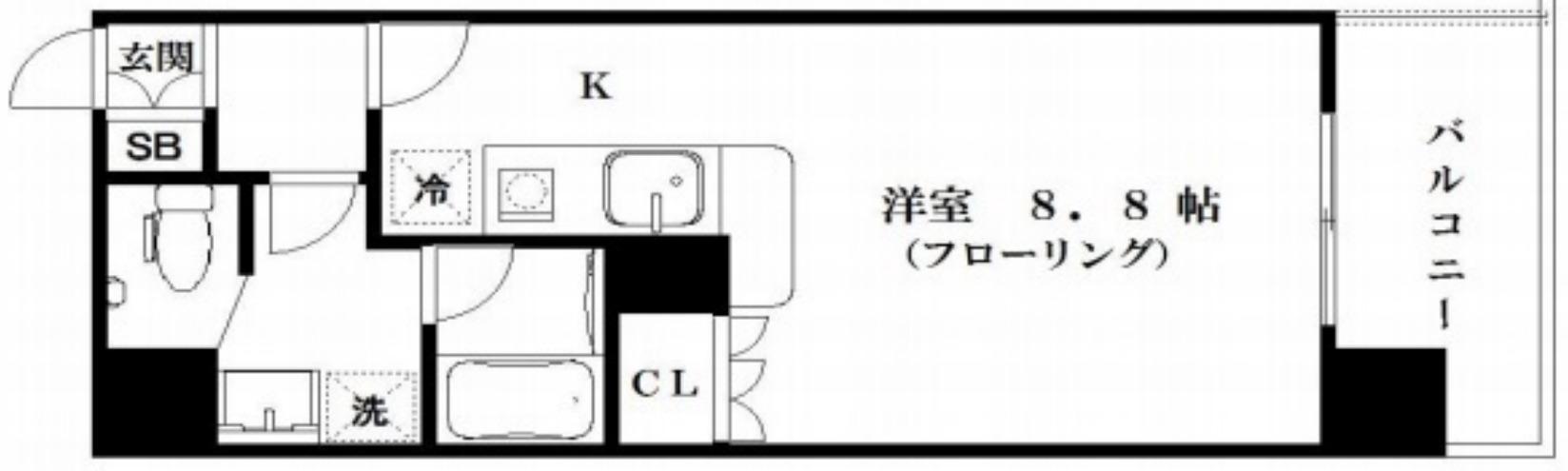 アスリート本町西(ワンルーム/3階)の間取り写真