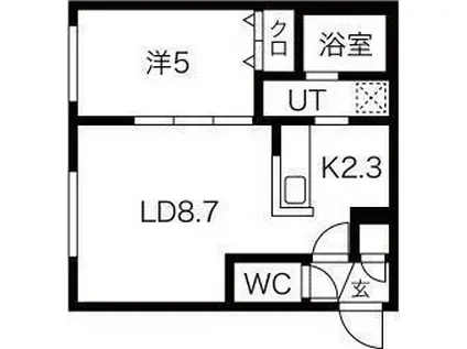 パークレジデンス円山北(1LDK/4階)の間取り写真