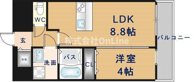 プレサンス長田レジェール(1LDK/13階)の間取り写真