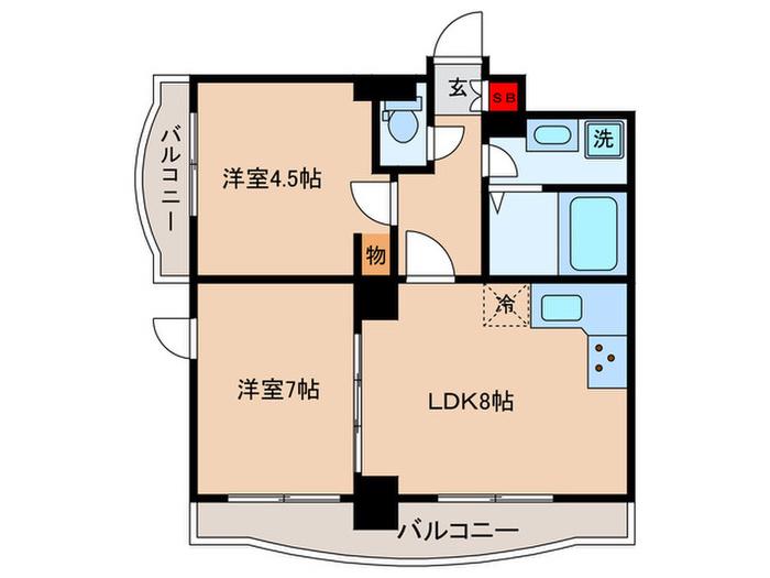 ジェイ・ジルB(2LDK/3階)の間取り写真