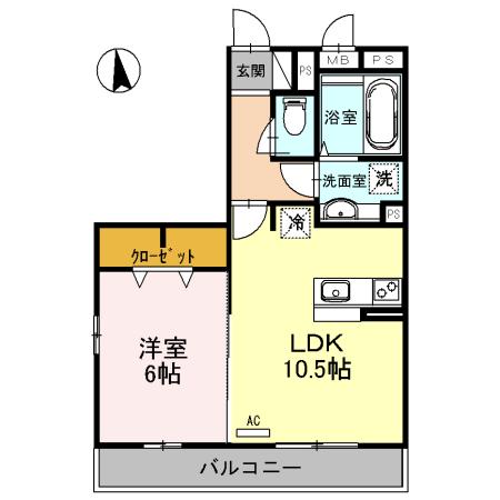 プランドールA棟(1LDK/3階)の間取り写真
