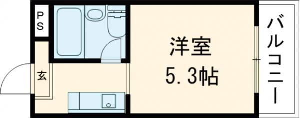 アイリスハイツ1号館(1K/4階)の間取り写真