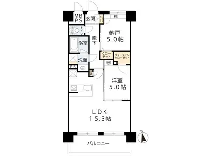 スプランディッド難波ウエストIII(1SLDK/11階)の間取り写真