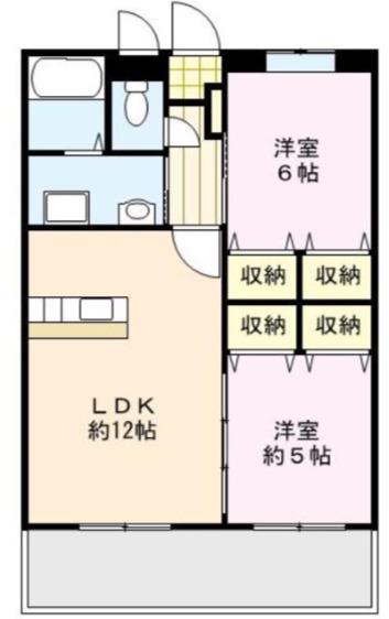 キャッスルコート(2LDK/3階)の間取り写真