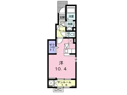 プリムローズK(1K/1階)の間取り写真