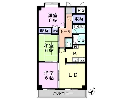 コスメル(3LDK/3階)の間取り写真