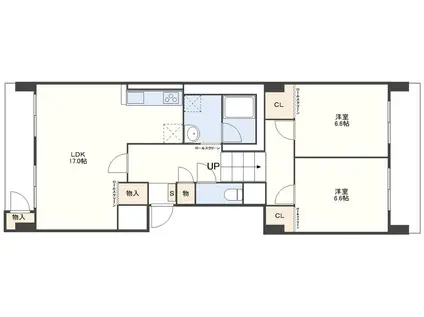 KSB三原1号棟(2LDK/12階)の間取り写真