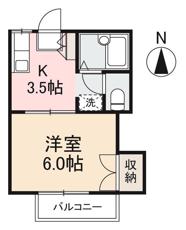ガーデニアI(1K/2階)の間取り写真