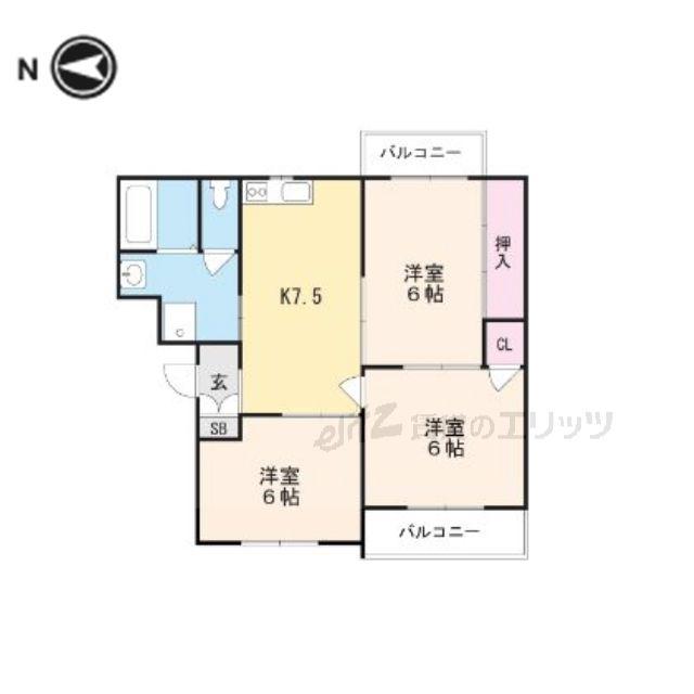 プラスコート南耳原(3DK/1階)の間取り写真