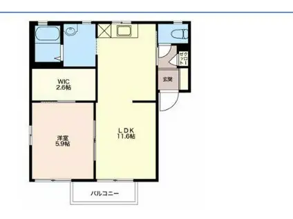 エスポワール古城A(1LDK/1階)の間取り写真